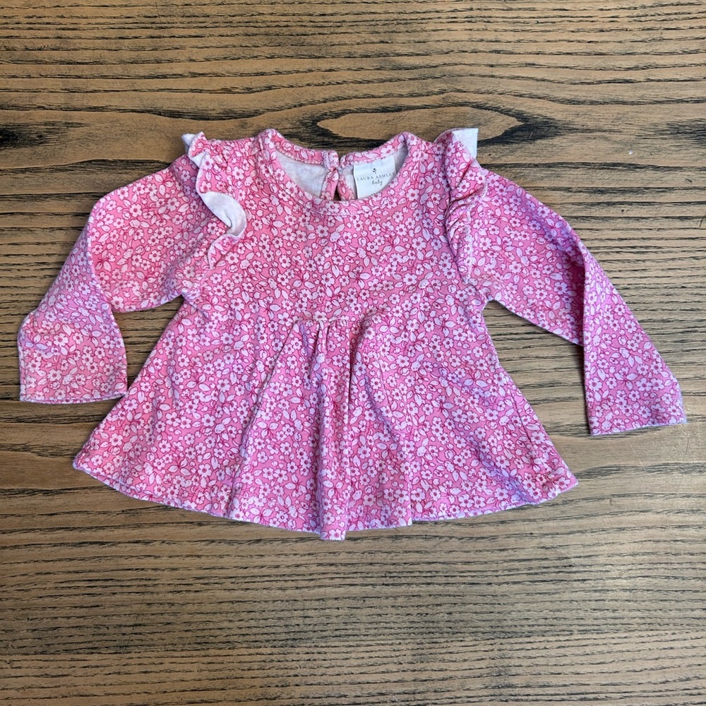 Laura Ashley Pink Floral Baby Long Sleeve Tee